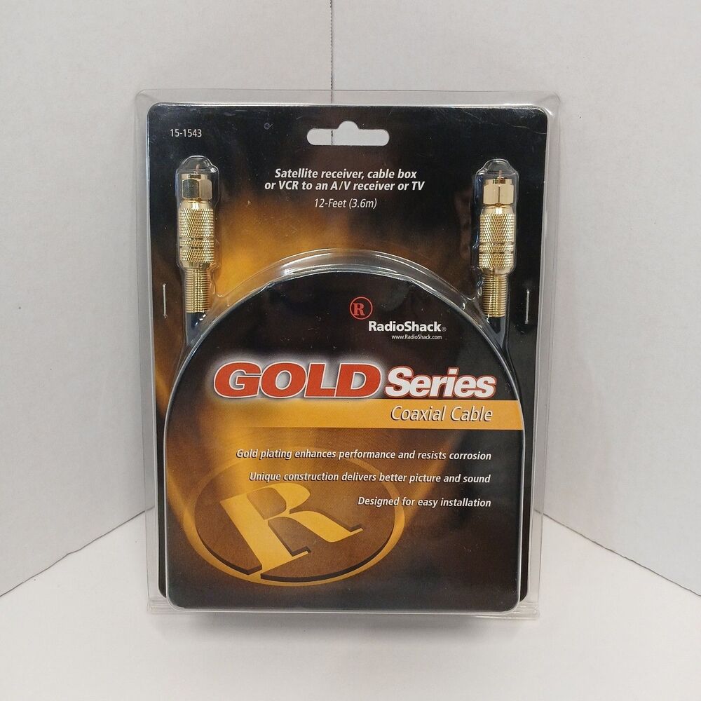 RadioShack Gold Series Coaxial Cable 12 ft F Connector Male to Male NEW